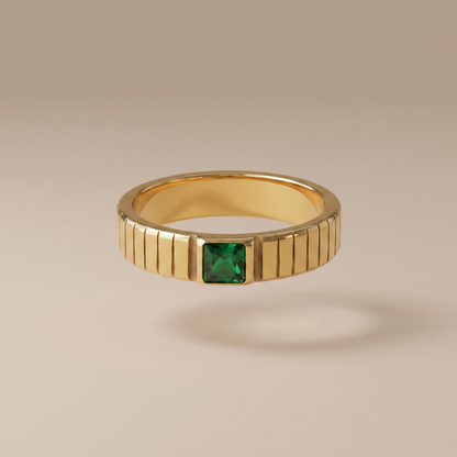 Asea Emerald Green Statement Ring — front view