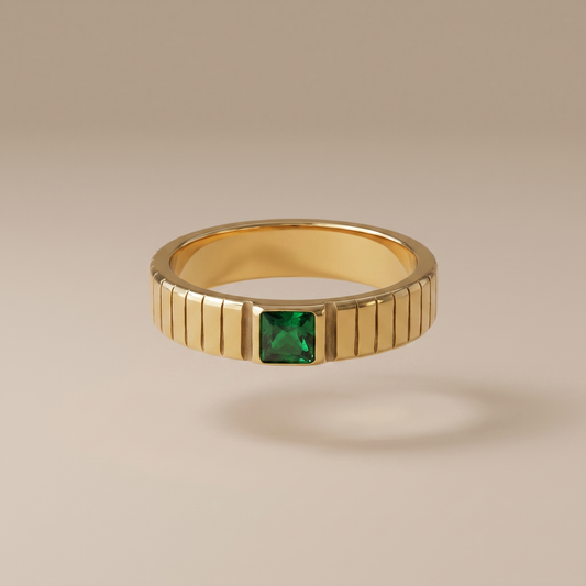 Asea Emerald Green Statement Ring — front view