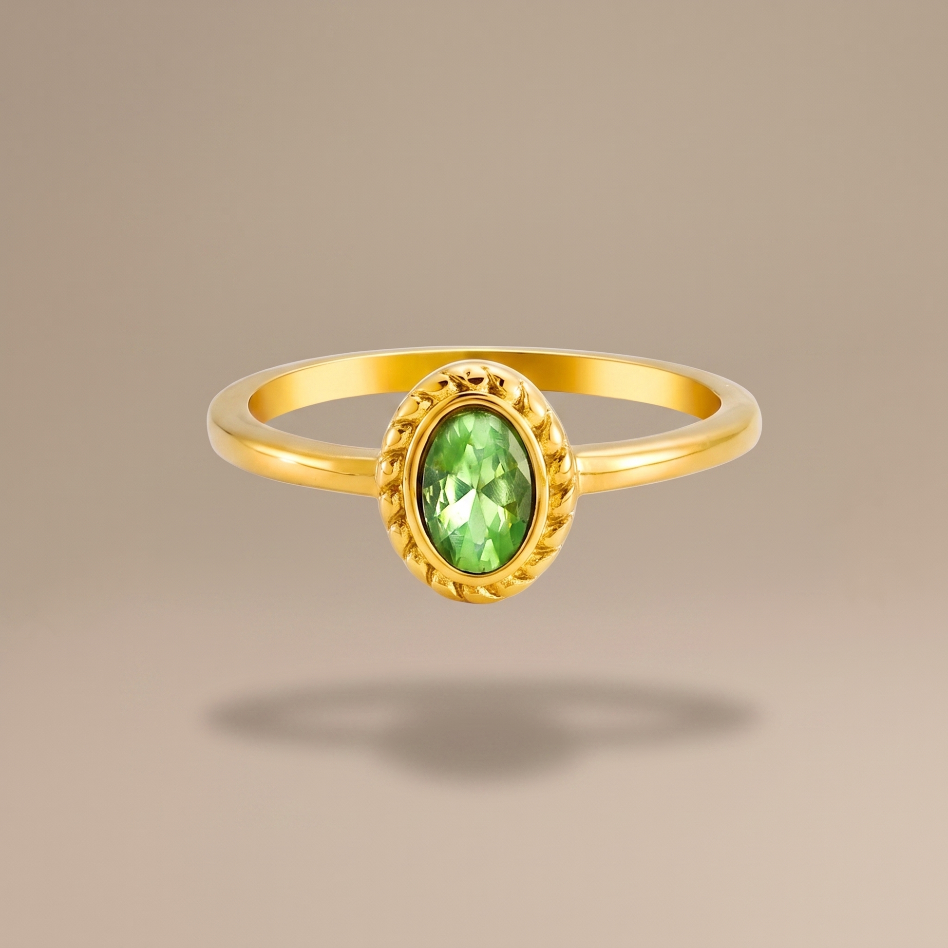 Asea Alba Green Stone Ring — front view