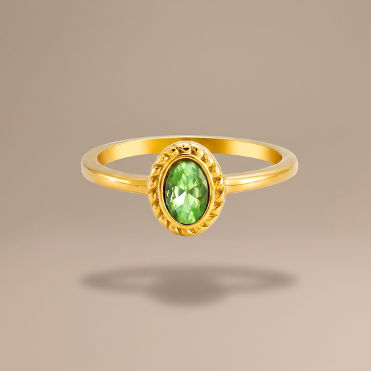 Asea Alba Green Stone Ring — front view