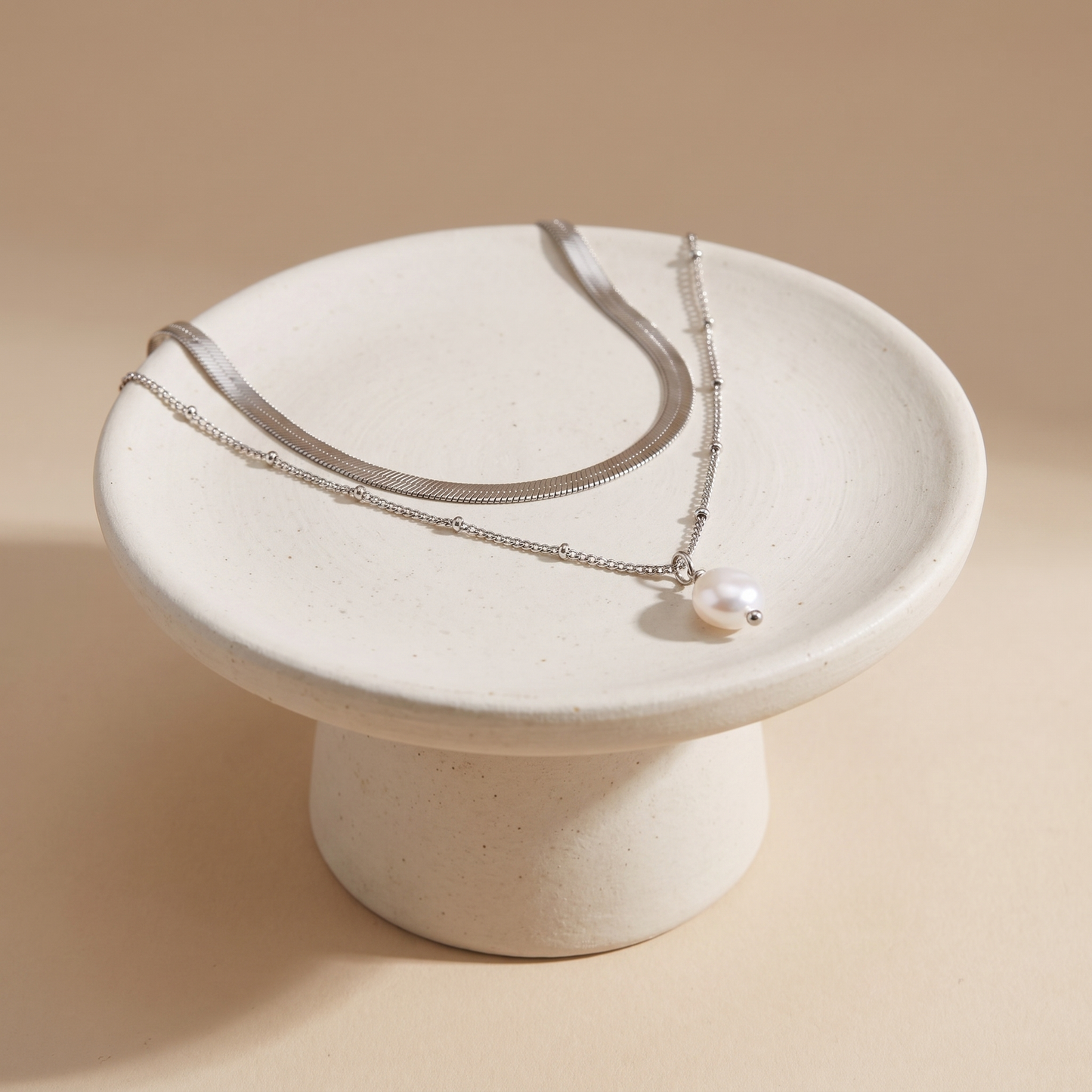 Asea High Shine Jewellery Set | Silver — angle