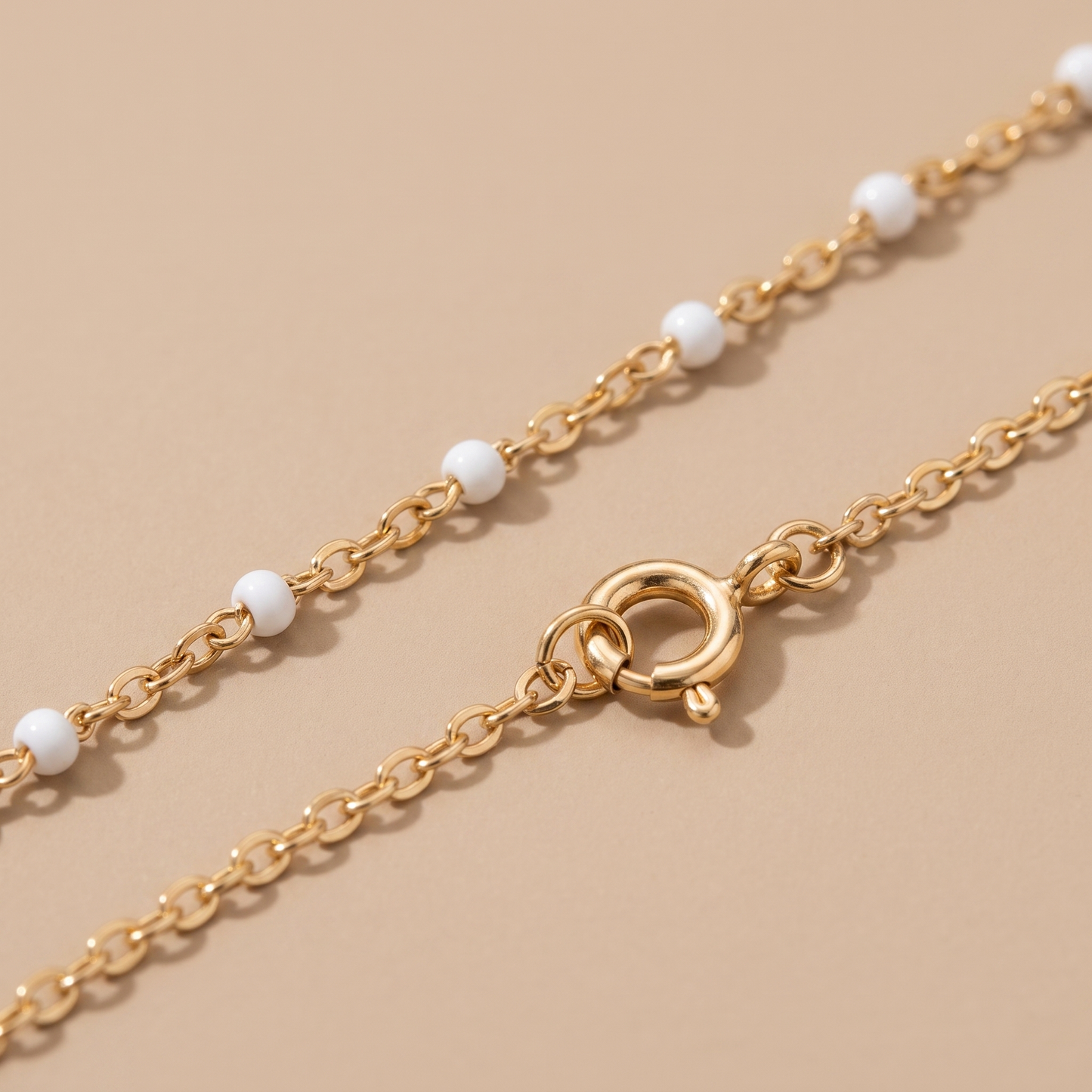 Asea White Bead Choker — close-up detail