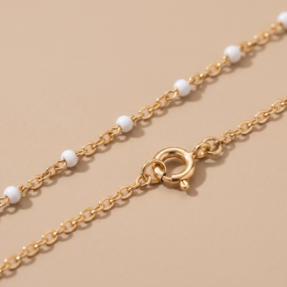 Asea White Bead Choker — close-up detail