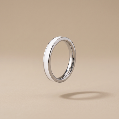 Asea Halo Enamel Band Ring — Silver Color