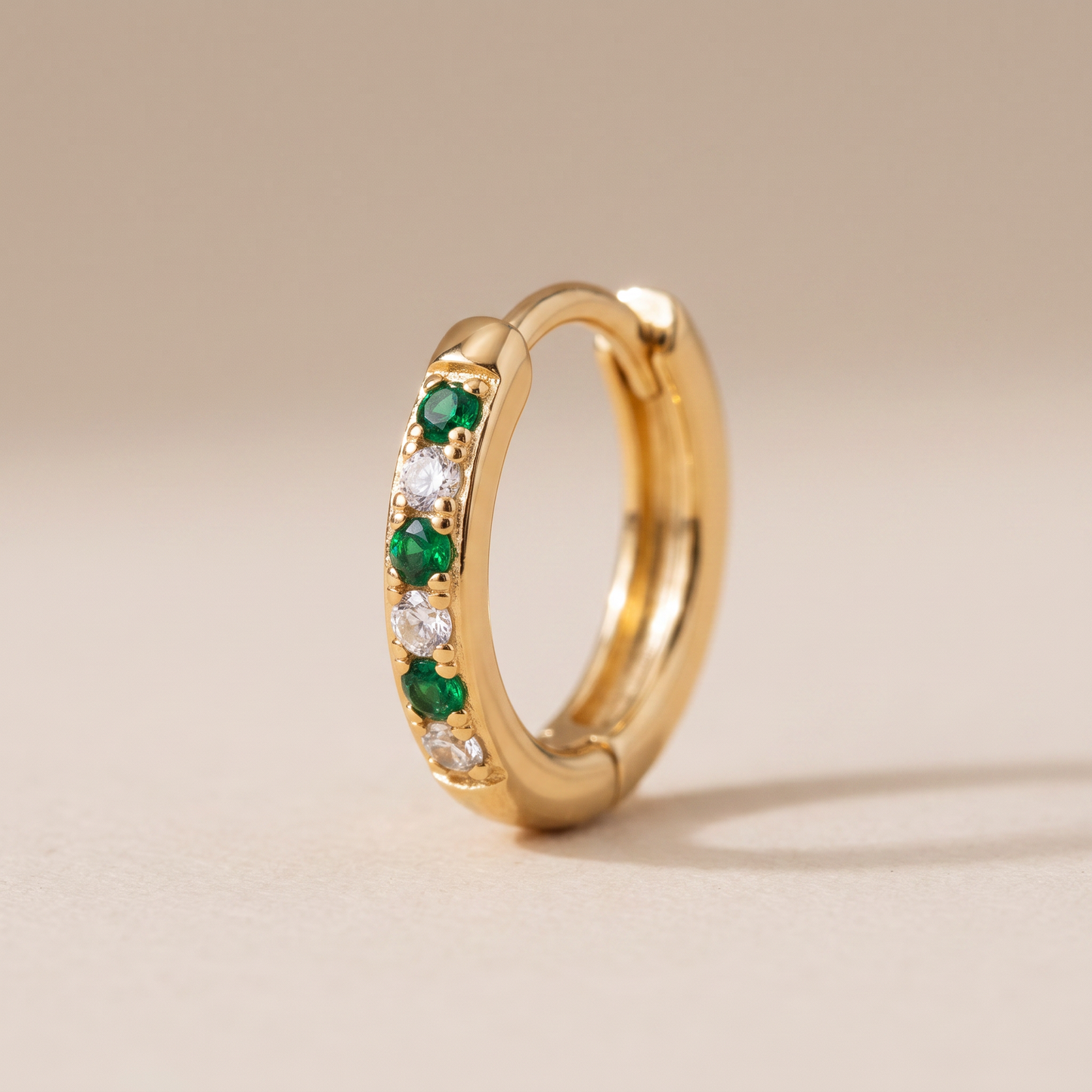 Asea Eden Green Crystal Hoops — close-up detail