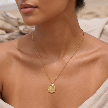 Asea Nerea Medallion Pendant Necklace — worn by model