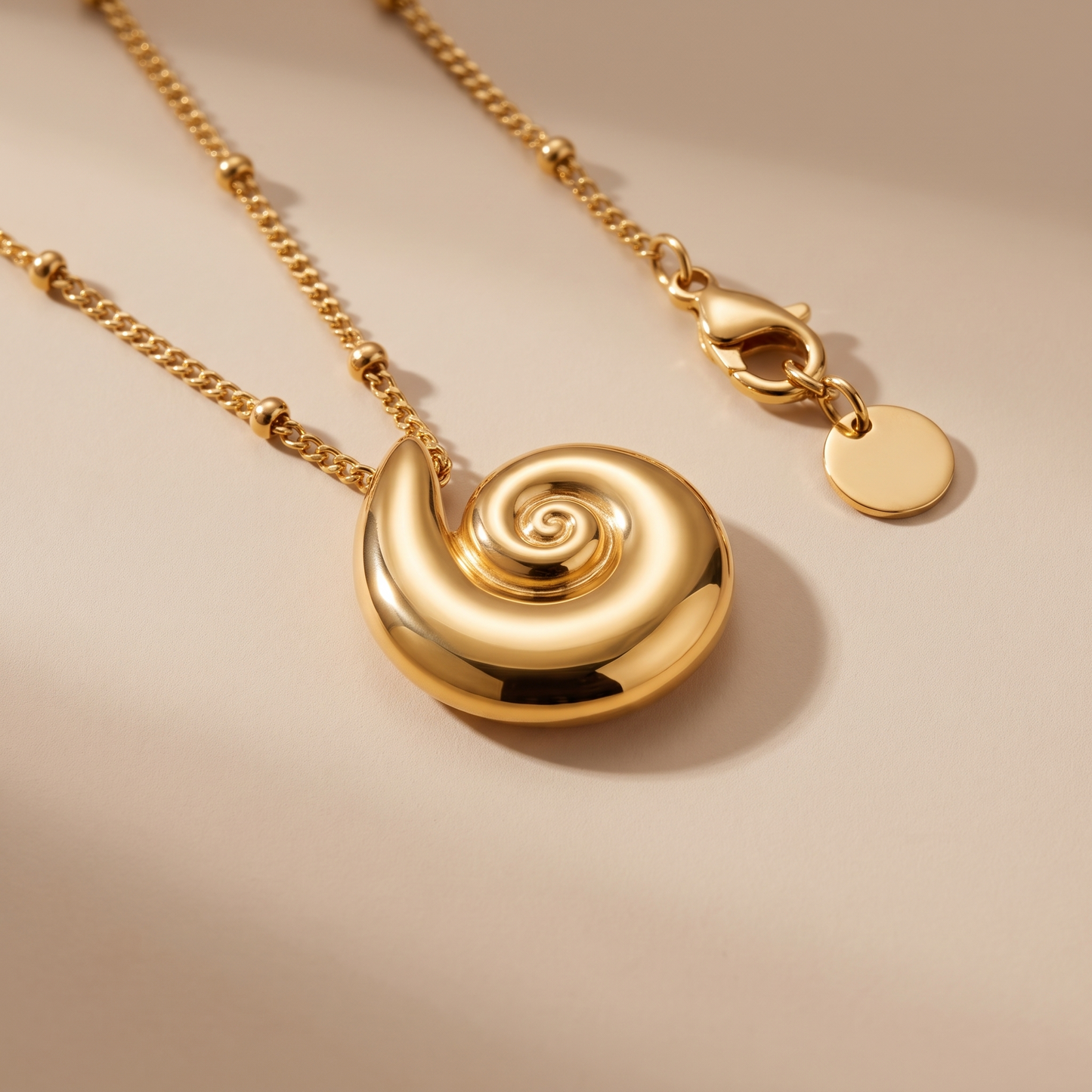 Asea Shell Charm Necklace — close-up detail