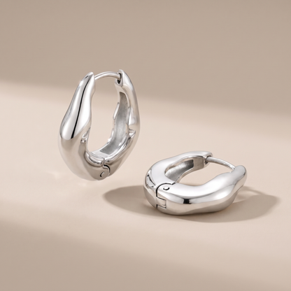 Asea Organic Sculptural Hoops — Silver