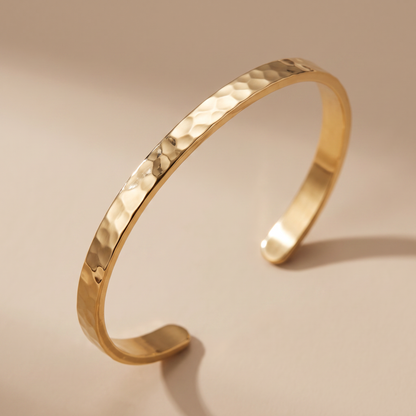 Asea Hammered Gold Cuff Bracelet — close-up detail