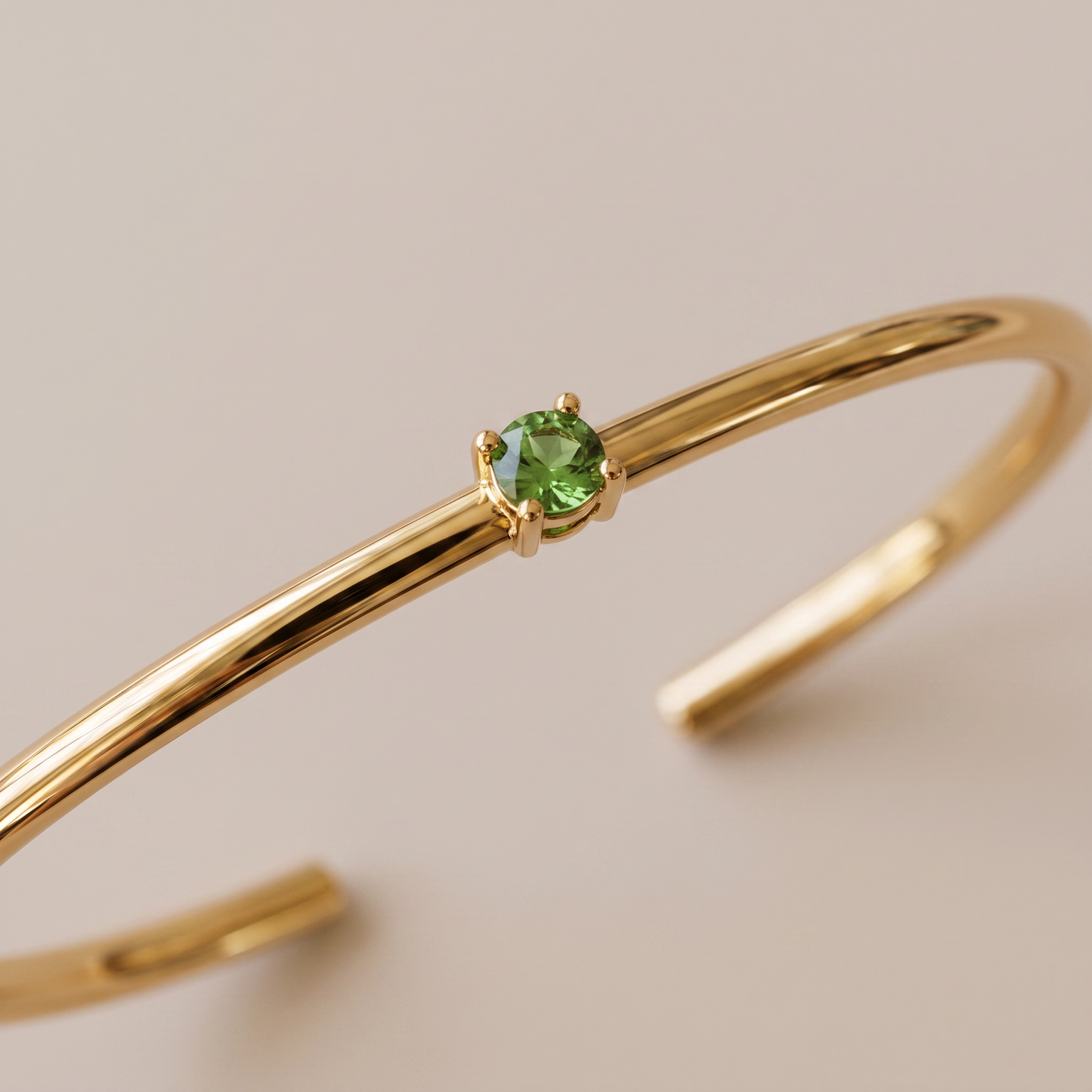 Asea Slim Emerald Stone Cuff — close-up detail