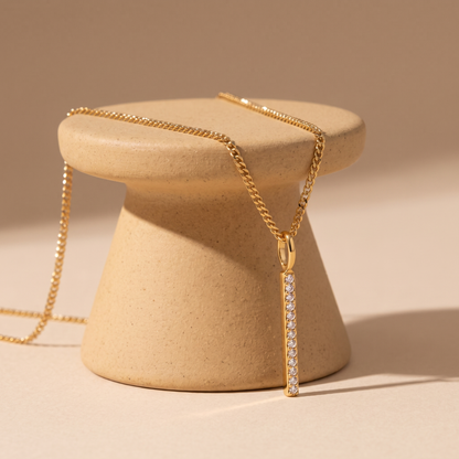 Asea Zircon Bar Necklace — angle