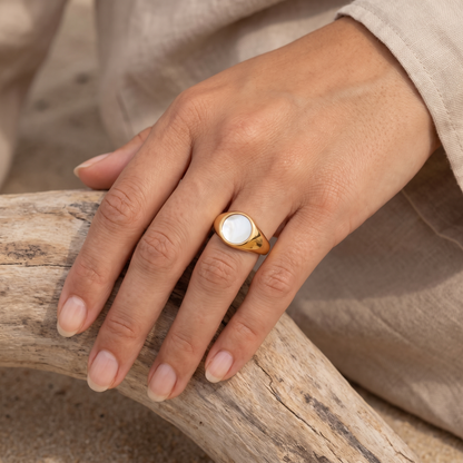 Asea Mother-of-Pearl Statement Ring — worn by model