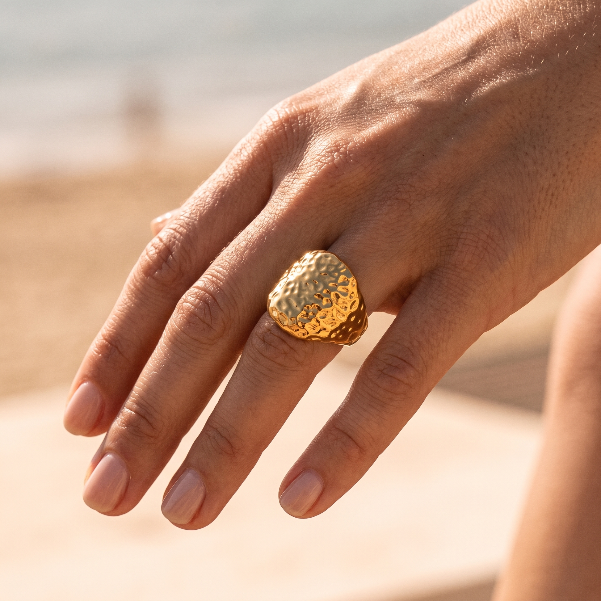 Asea Molten Textured Ring — worn by model