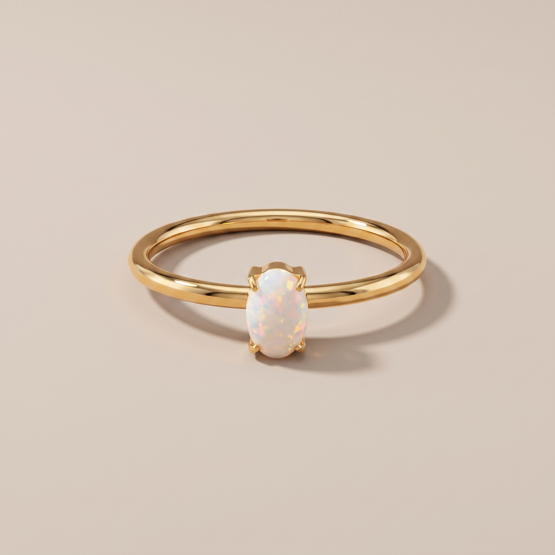Asea Oval White Opal Ring — front view