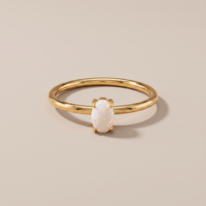 Asea Oval White Opal Ring — front view
