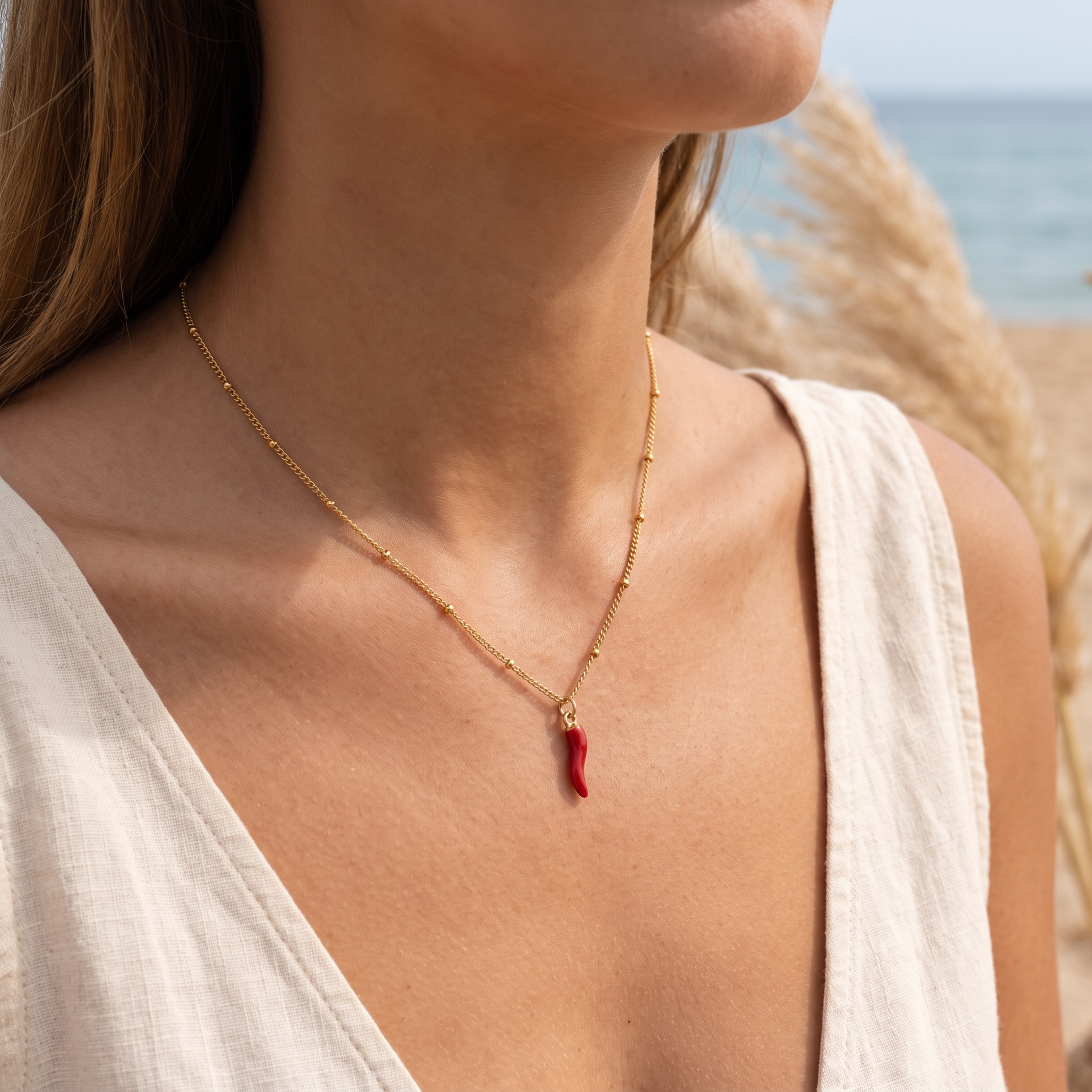Asea Chilli Pepper Pendant — worn by model