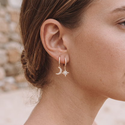 Asea Summer Night Moon & Star Earrings — worn by model