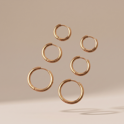 Asea Three-Pair Hoop Set — 14K Gold Color