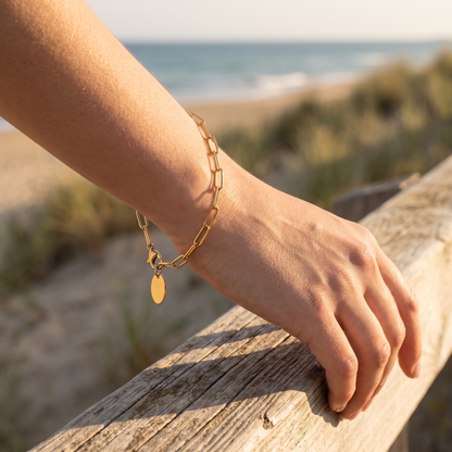 Asea Paperclip Necklace and Bracelet Set — worn by model