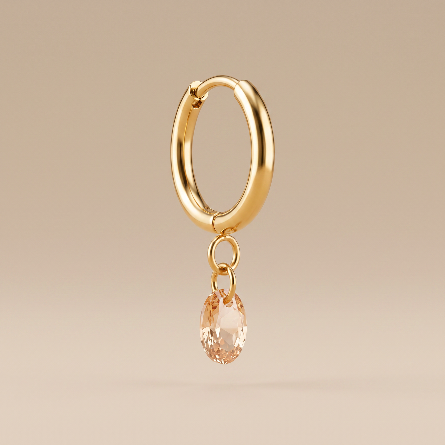 Asea Rosé Stone Drop Hoops — front view