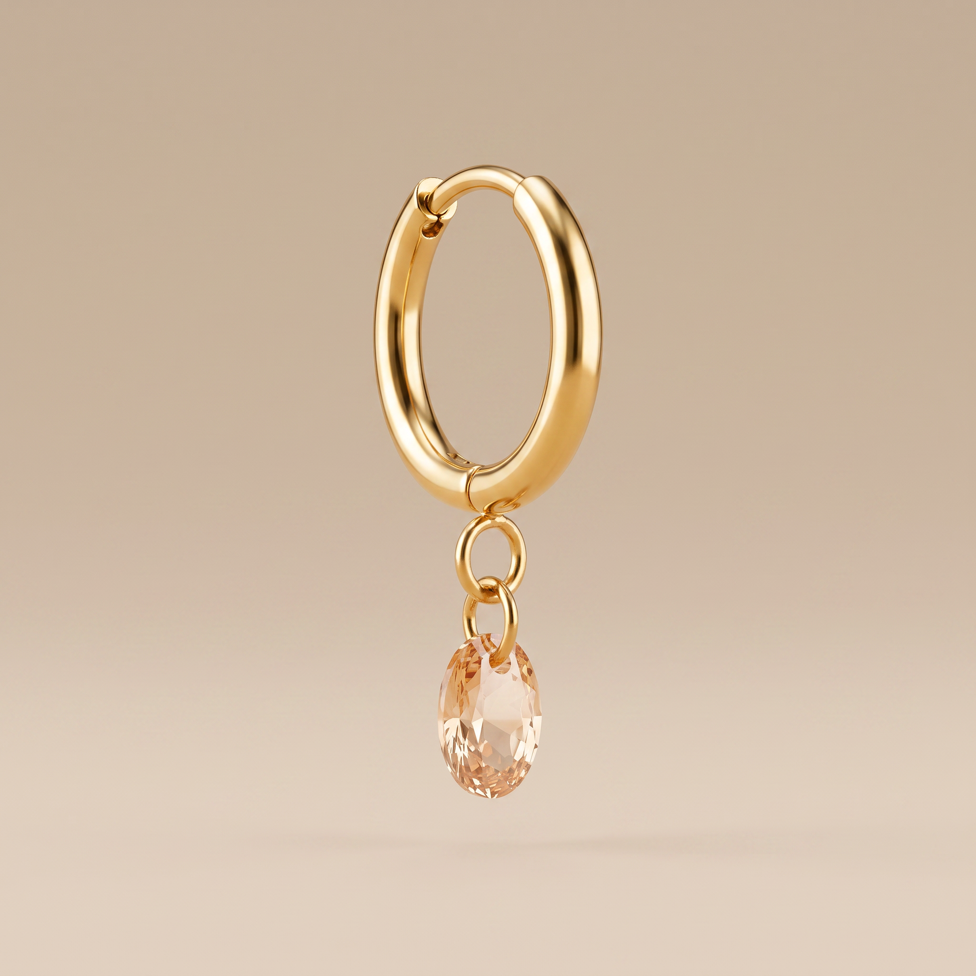 Asea Rosé Stone Drop Hoops — front view