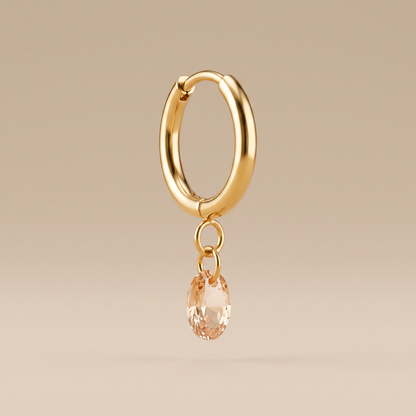 Asea Rosé Stone Drop Hoops — front view