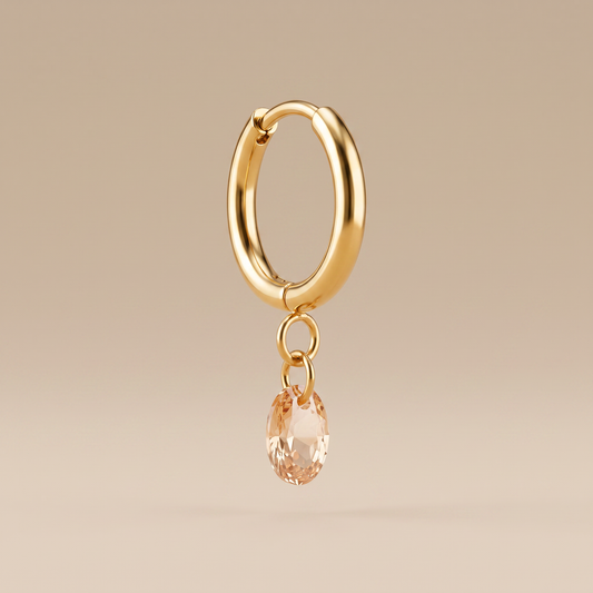 Asea Rosé Stone Drop Hoops — front view