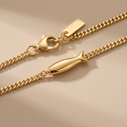 Asea Golden Fish Charm Bracelet — close-up detail