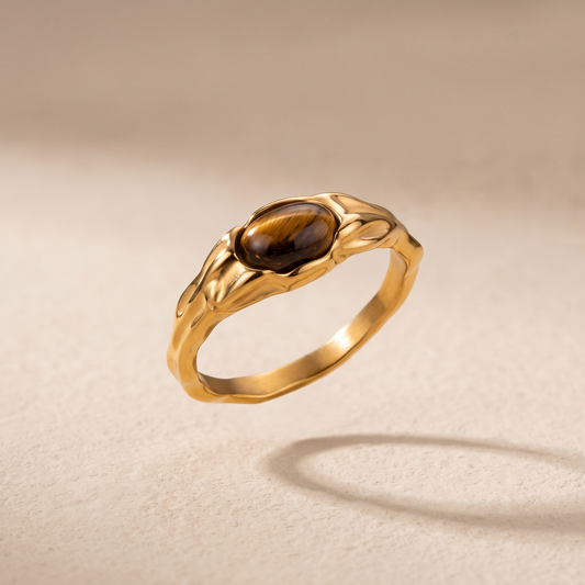 Asea Tiger Eye Band Ring — front view