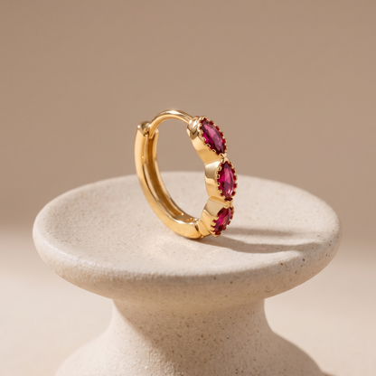 Asea Garnet Huggie Hoops — angle