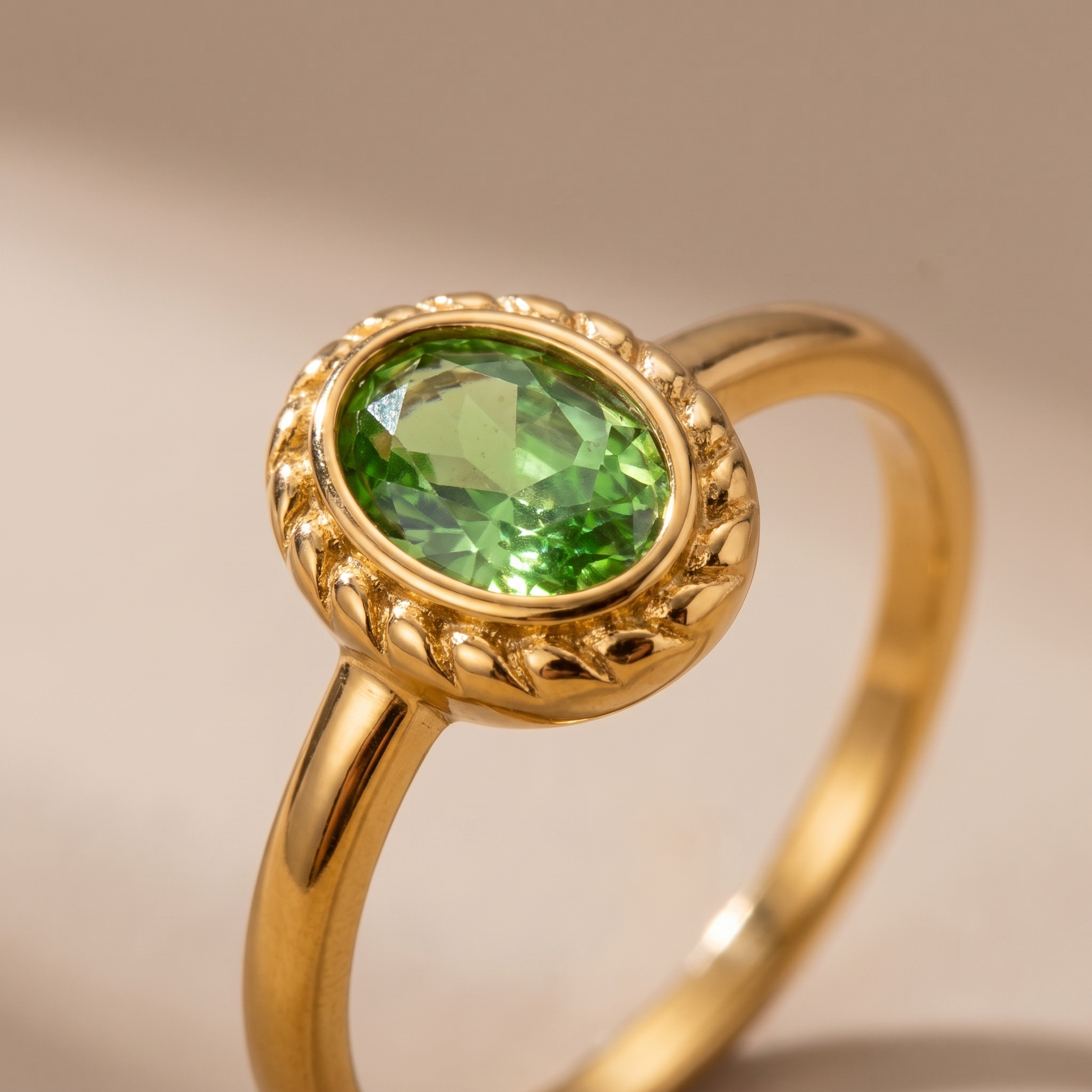 Asea Alba Green Stone Ring — close-up detail