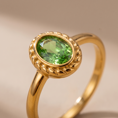 Asea Alba Green Stone Ring — close-up detail
