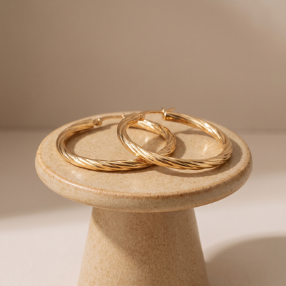 Asea Twisted Statement Hoops — angle