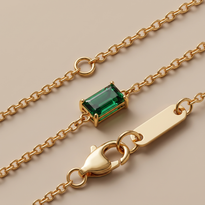 Asea Emerald Chain Bracelet — close-up detail