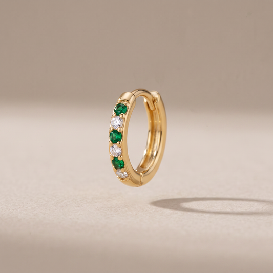 Asea Eden Green Crystal Hoops — front view