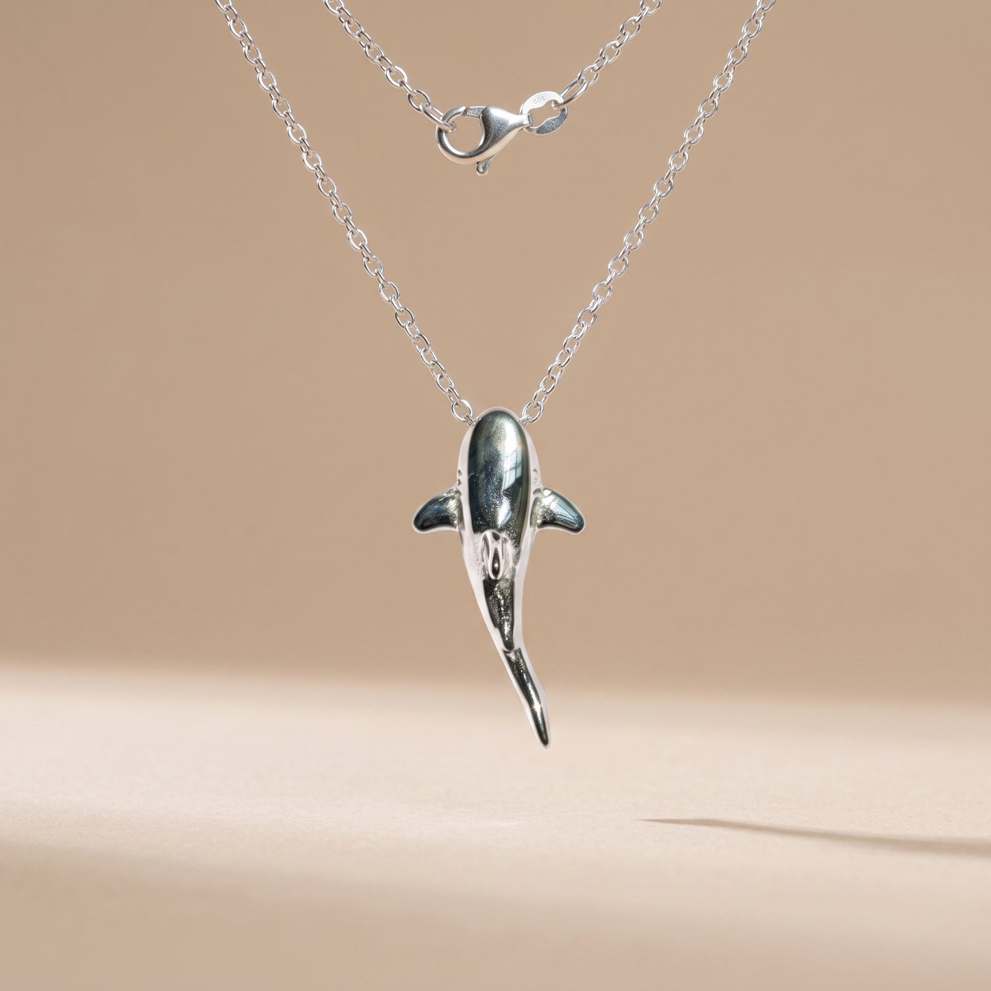 Asea Shark Pendant Necklace — Silver Color