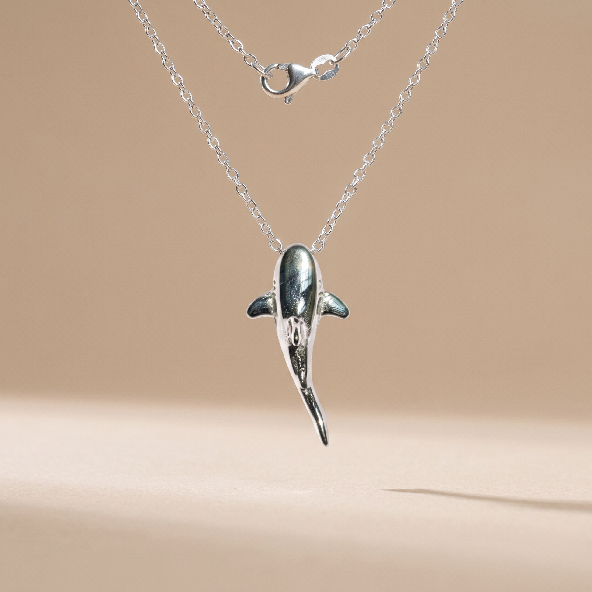 Asea Shark Pendant Necklace — Silver Color