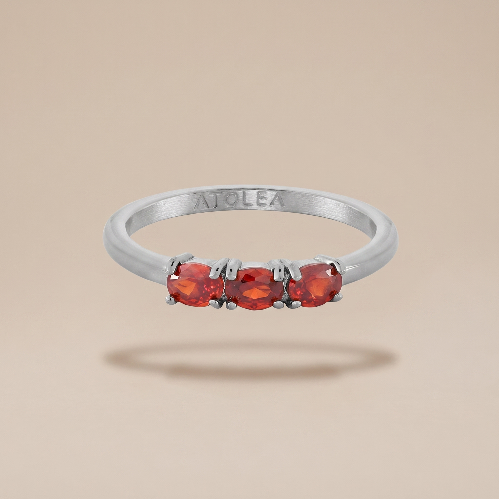 Asea Raspberry Trio Ring — Silver color
