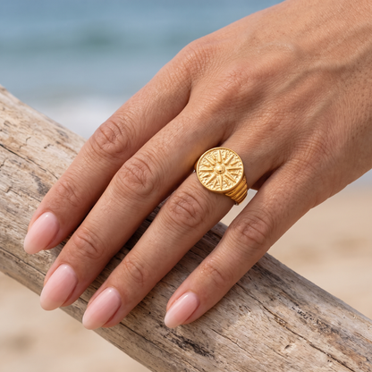 Asea Sunburst Ring — worn by model