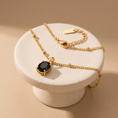 Asea Obsidian Pendant Necklace — angle