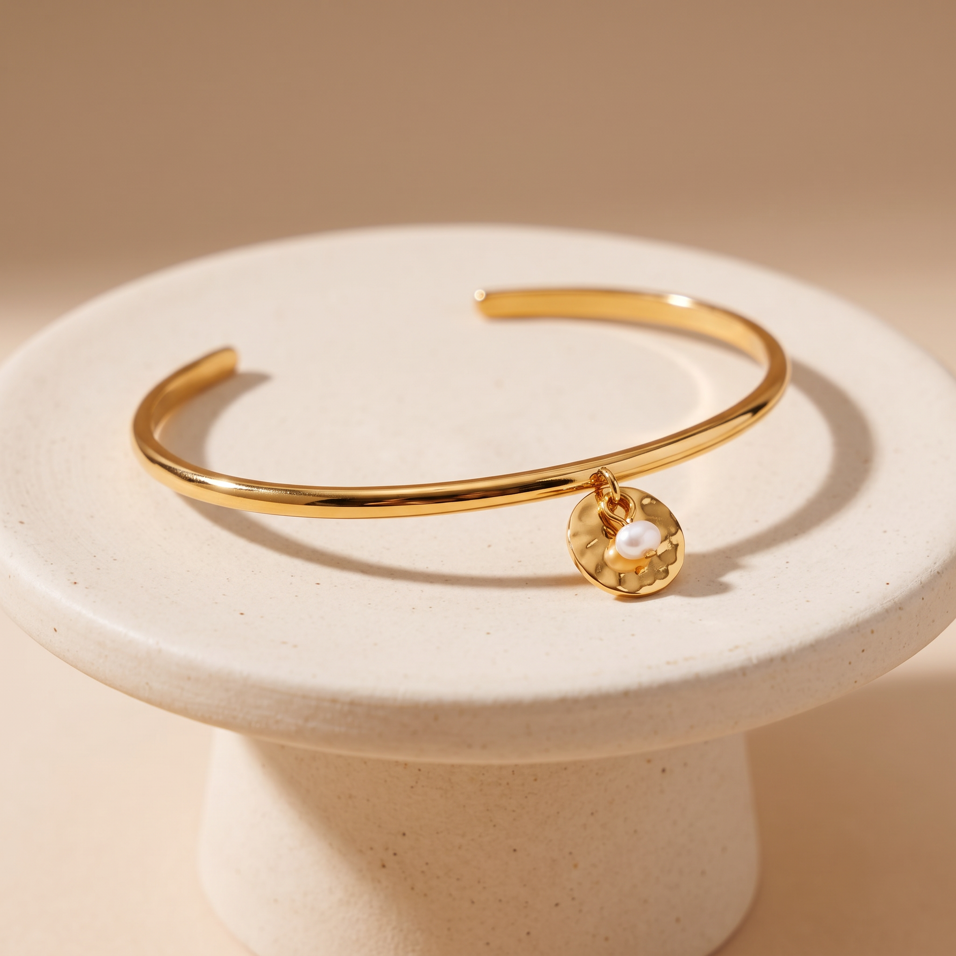 Asea Islet Hammered Pearl Bangle — angle