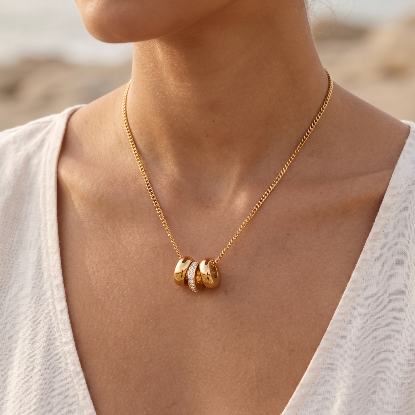 Asea Cap Blanc Pendant Necklace — worn by model