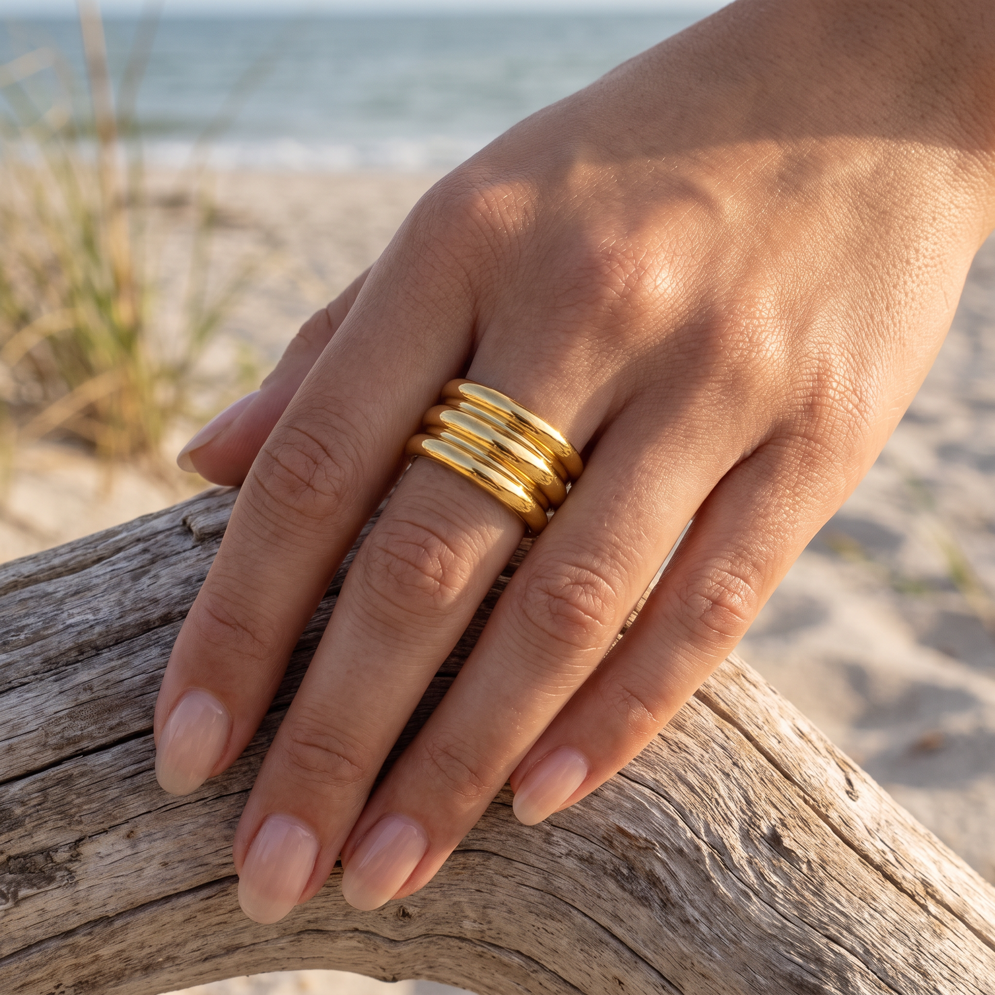 Asea Contour Layered Ring — worn by model