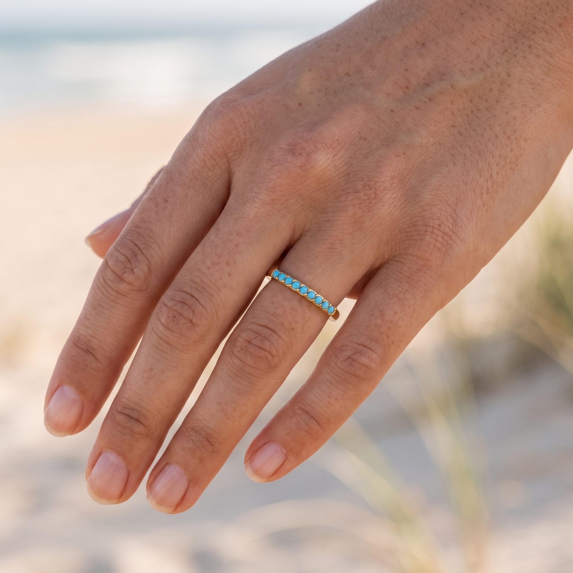 Asea Dainty Turquoise Ring — worn by model