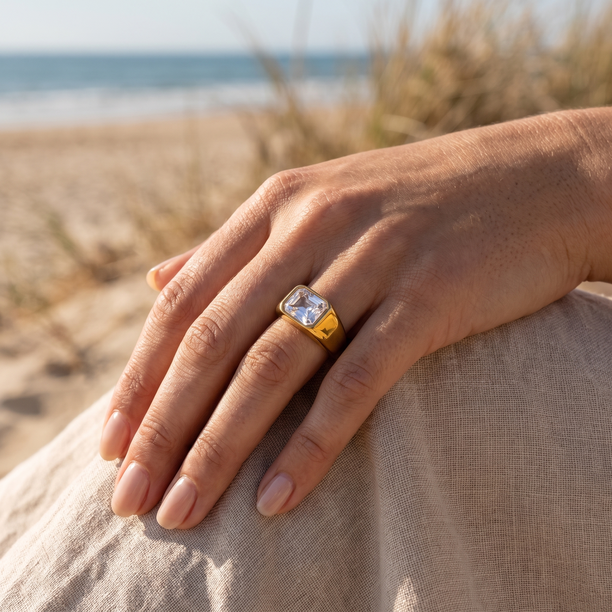 Asea Noa Emerald-Cut Ring — worn by model