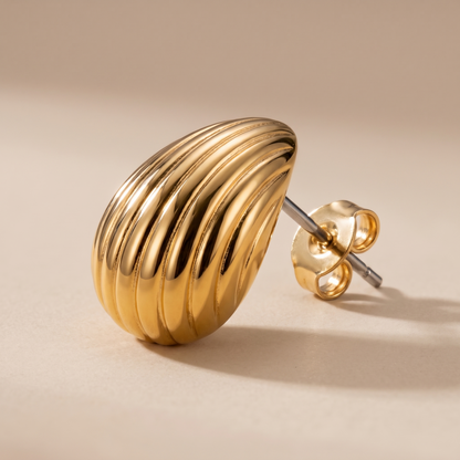 Asea Ridged Stud Earrings — close-up detail