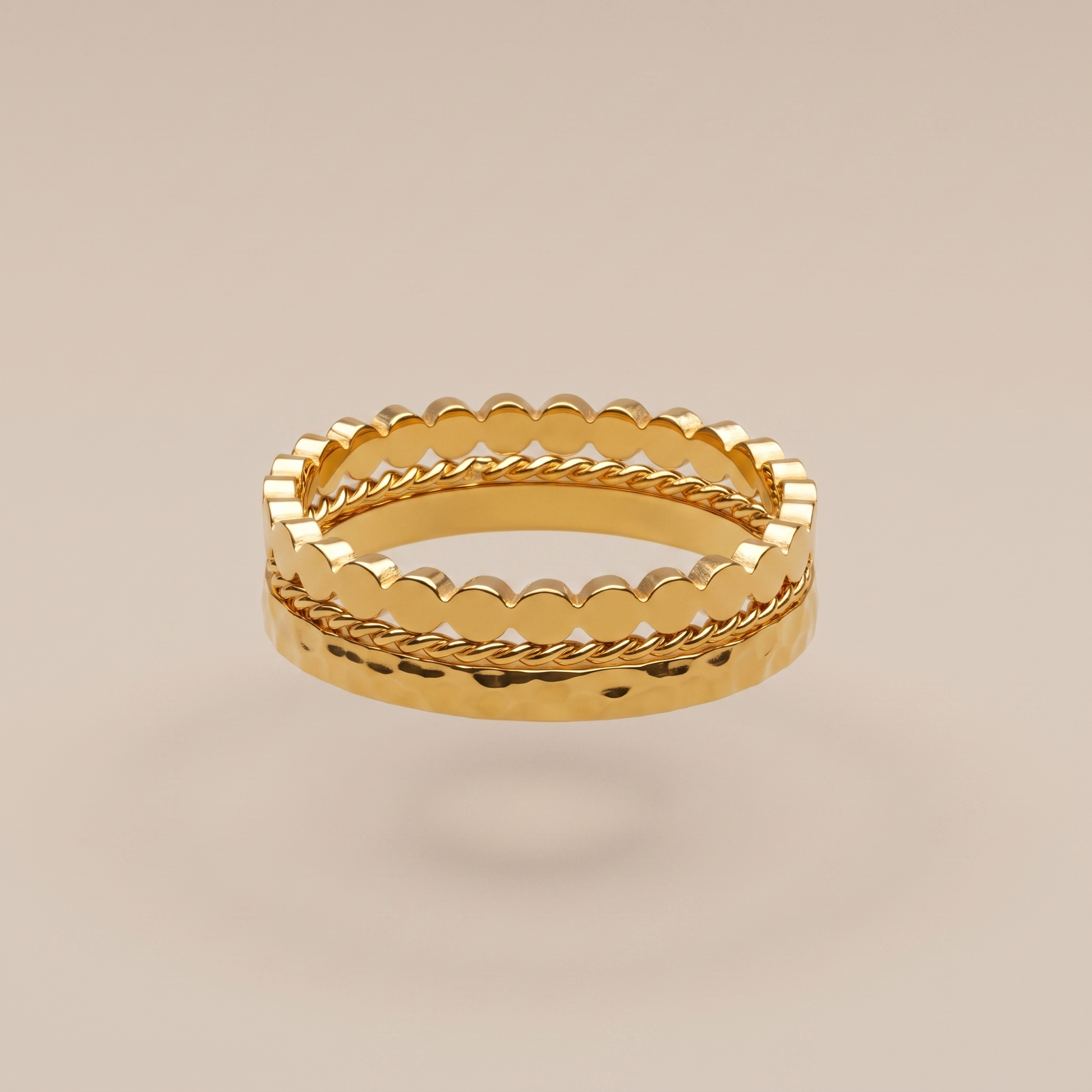 Asea Everyday Trio Ring Set — 14K Gold Color