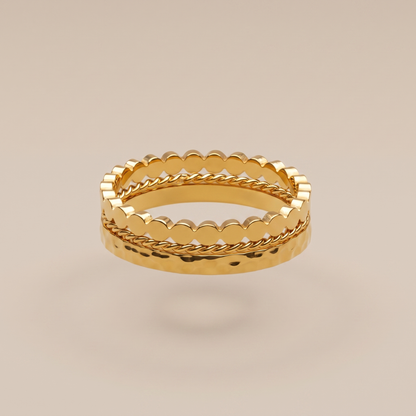 Asea Everyday Trio Ring Set — 14K Gold Color