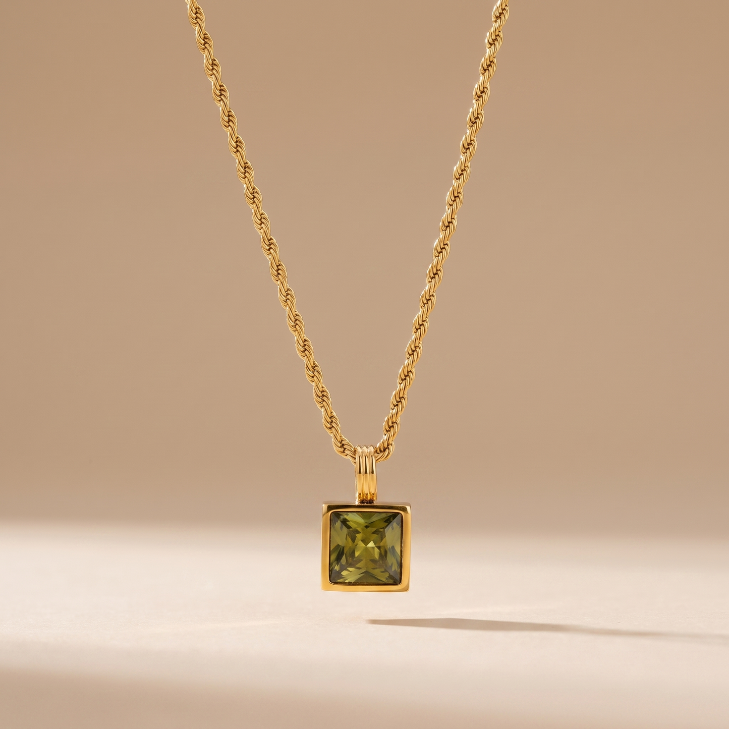 Asea Sage Green Stone Necklace — front view