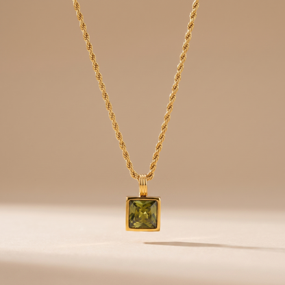Asea Sage Green Stone Necklace — front view